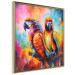 Poster Colorful Parrots - parrots on a tree against a background of abstract colors 127032 additionalThumb 12