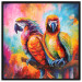 Poster Colorful Parrots - parrots on a tree against a background of abstract colors 127032 additionalThumb 16