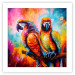Poster Colorful Parrots - parrots on a tree against a background of abstract colors 127032 additionalThumb 19