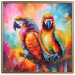 Poster Colorful Parrots - parrots on a tree against a background of abstract colors 127032 additionalThumb 17