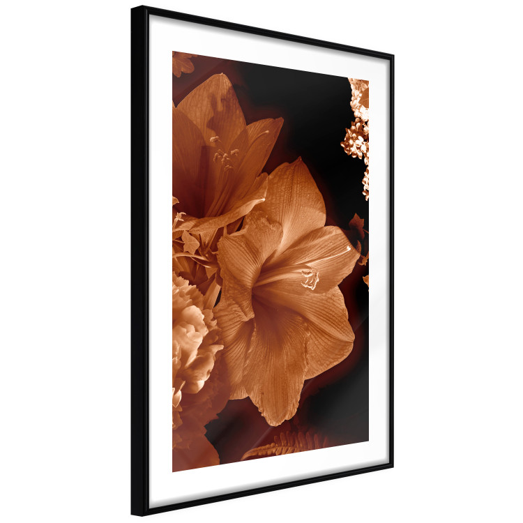 Poster Dark Lilies - composition of red flowers on a solid black background 128632 additionalImage 11