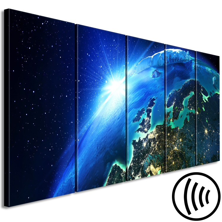 Canvas Art Print Blue Planet (5-part) narrow - colorful landscape of the world from space 128832 additionalImage 6