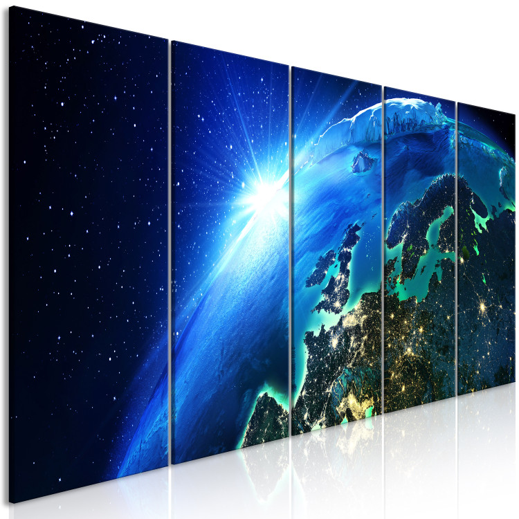 Canvas Art Print Blue Planet (5-part) narrow - colorful landscape of the world from space 128832 additionalImage 2