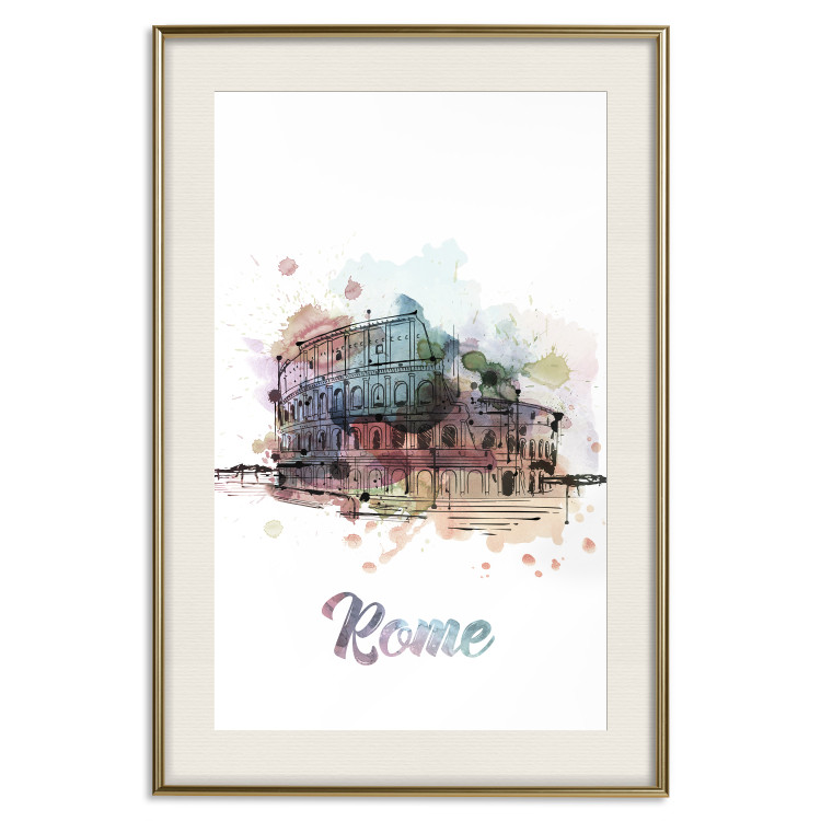 Wall Poster Rainbow Colosseum - colorful architecture of Rome and text against white background 129432 additionalImage 23