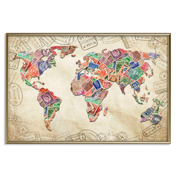 Wall Poster Travel Souvenirs - world map created from souvenir postcards 129832 additionalImage 26