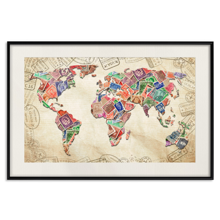 Wall Poster Travel Souvenirs - world map created from souvenir postcards 129832 additionalImage 23