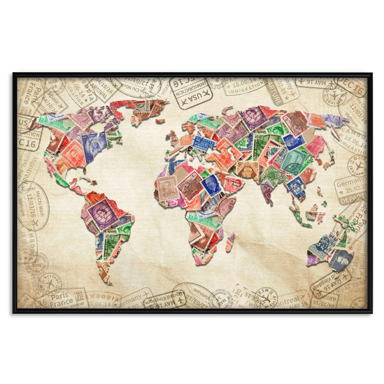 Wall Poster Travel Souvenirs - world map created from souvenir postcards 129832 additionalImage 27