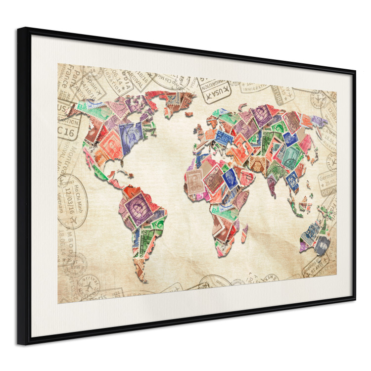 Wall Poster Travel Souvenirs - world map created from souvenir postcards 129832 additionalImage 2