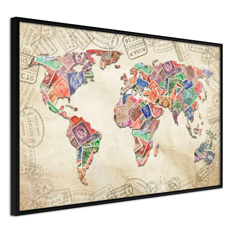 Wall Poster Travel Souvenirs - world map created from souvenir postcards 129832 additionalImage 13