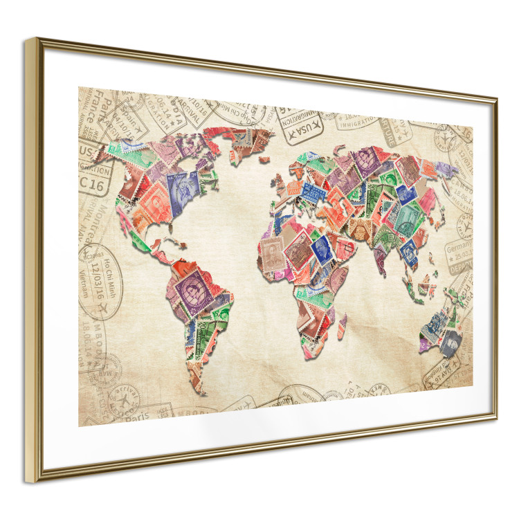 Wall Poster Travel Souvenirs - world map created from souvenir postcards 129832 additionalImage 9