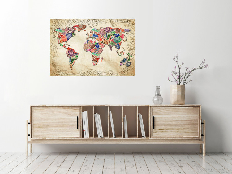 Wall Poster Travel Souvenirs - world map created from souvenir postcards 129832 additionalImage 4