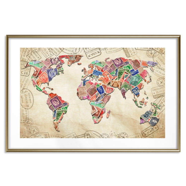 Wall Poster Travel Souvenirs - world map created from souvenir postcards 129832 additionalImage 22