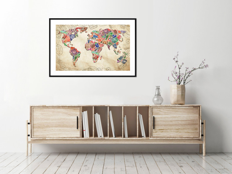 Wall Poster Travel Souvenirs - world map created from souvenir postcards 129832 additionalImage 19
