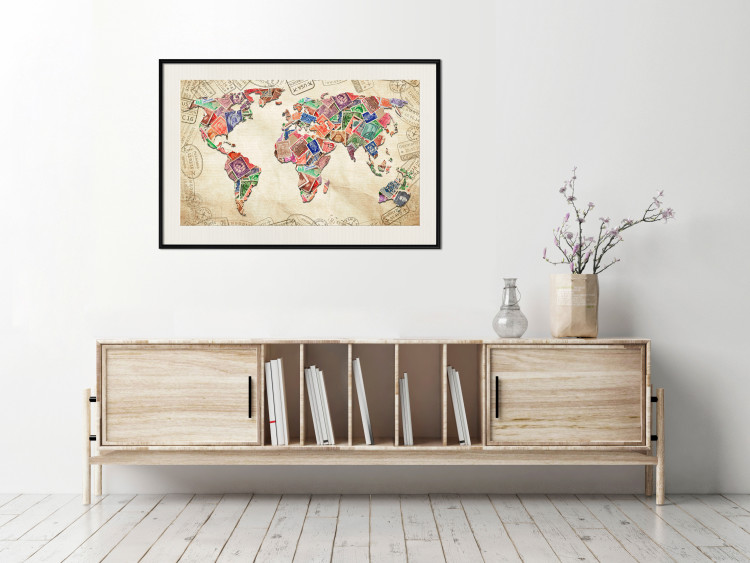Wall Poster Travel Souvenirs - world map created from souvenir postcards 129832 additionalImage 16