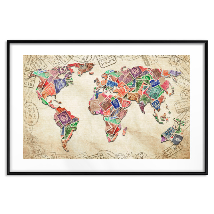 Wall Poster Travel Souvenirs - world map created from souvenir postcards 129832 additionalImage 16