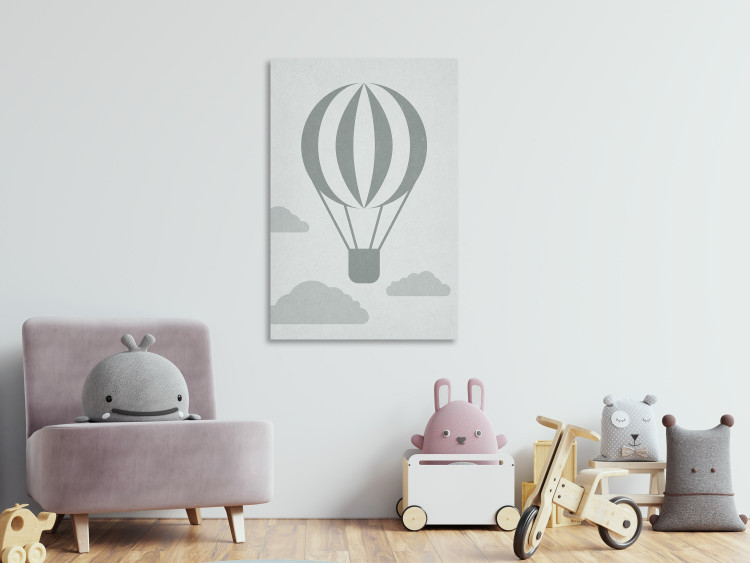 Canvas Art Print Balloon Journey (1-piece) Vertical - pastel landscape of balloon and clouds 130532 additionalImage 3