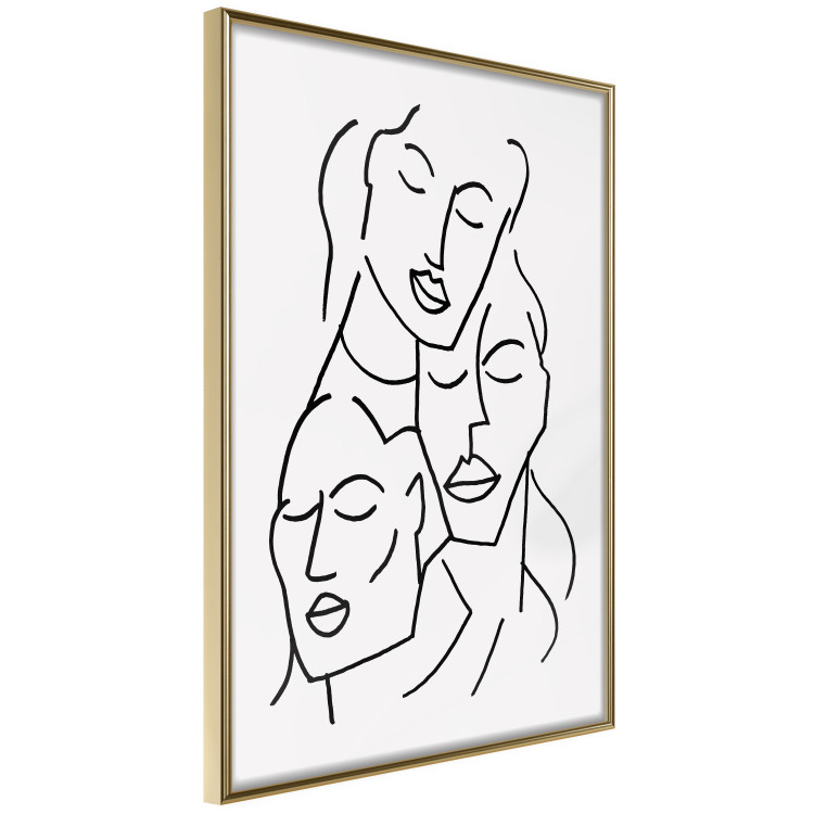 Poster Three Faces - black line art of character faces on a solid gray background 130832 additionalImage 9