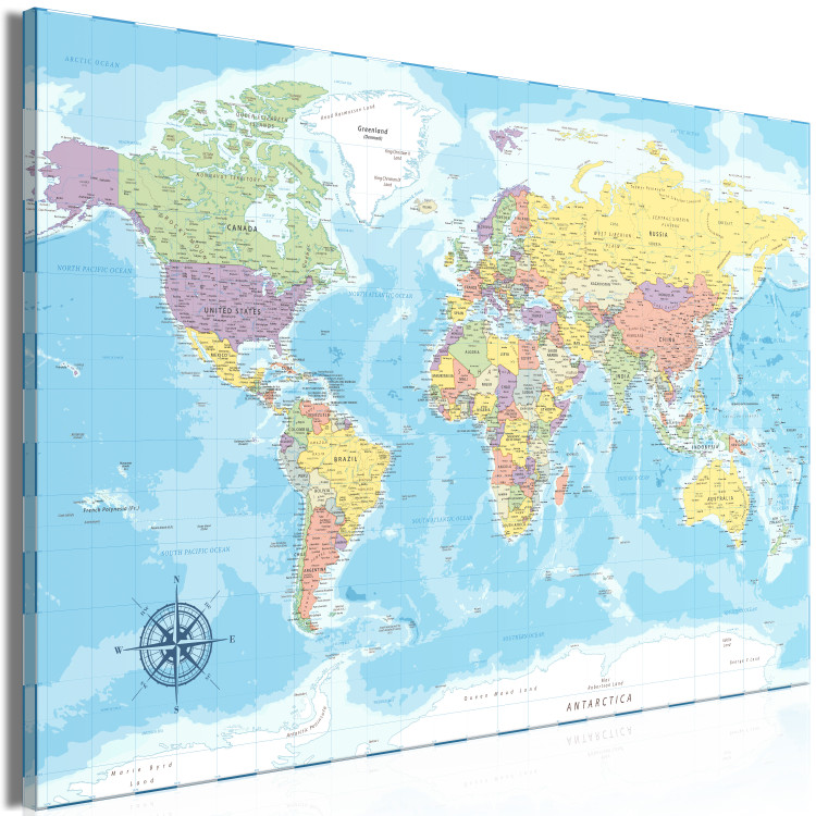 Canvas Beauty of the Globe (1-piece) Wide - world map in pastel colors 131532 additionalImage 2
