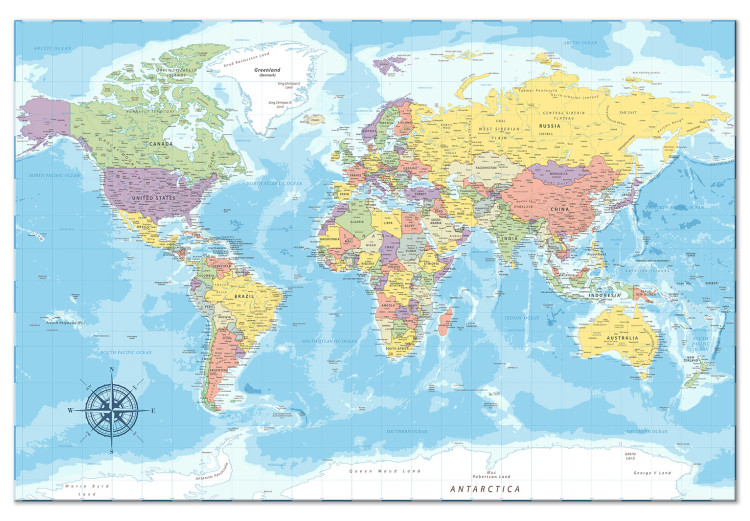 Canvas Beauty of the Globe (1-piece) Wide - world map in pastel colors 131532
