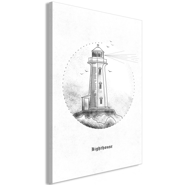 Canvas Art Print Black and White Lighthouse (1-piece) Vertical - sketchy landscape 131932 additionalImage 2