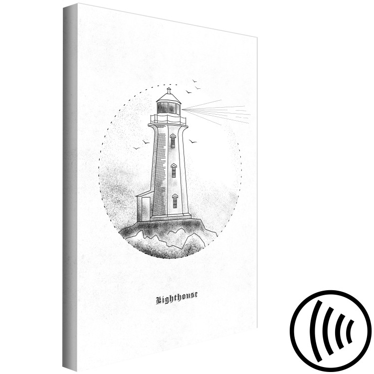 Canvas Art Print Black and White Lighthouse (1-piece) Vertical - sketchy landscape 131932 additionalImage 6