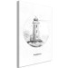 Canvas Art Print Black and White Lighthouse (1-piece) Vertical - sketchy landscape 131932 additionalThumb 2
