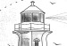 Canvas Art Print Black and White Lighthouse (1-piece) Vertical - sketchy landscape 131932 additionalThumb 5