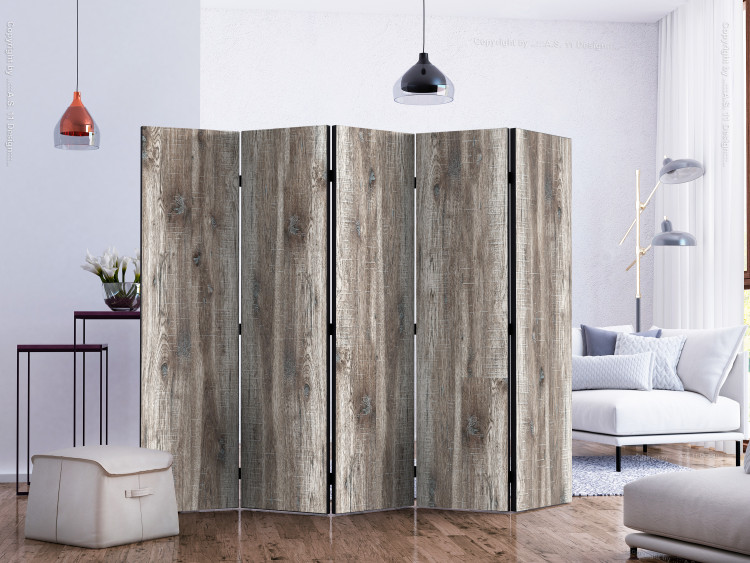 Room Separator Stylish Wood II (5-piece) - unique composition in brown planks 132532 additionalImage 2