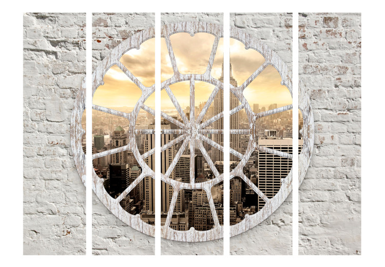 Folding Screen New York: View through the Window II (5-piece) - architecture behind bricks 132732 additionalImage 3