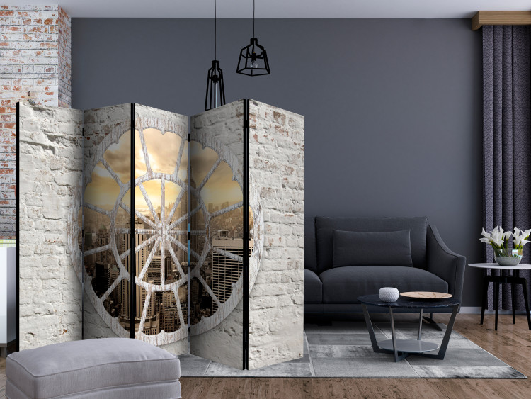Folding Screen New York: View through the Window II (5-piece) - architecture behind bricks 132732 additionalImage 4