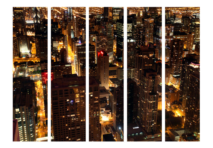 Room Divider Screen City at Night - Chicago II (5-piece) - bird's eye view of buildings 133132 additionalImage 3