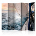Folding Screen Sailing II (5-piece) - boat against dense waves and sunset 133332