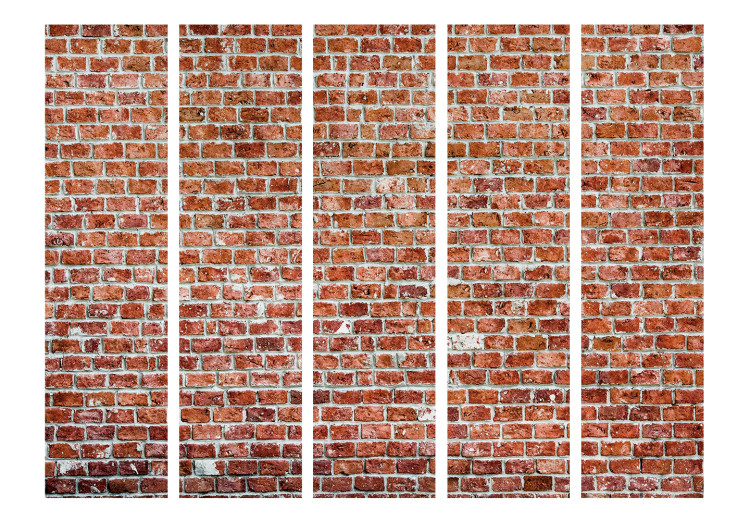 Folding Screen Red Rock II (5-piece) - simple composition with brick texture 133532 additionalImage 3