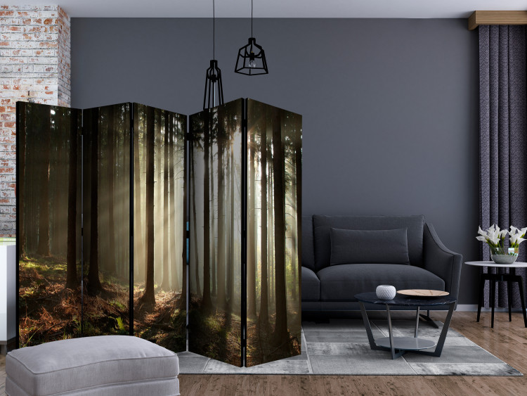 Room Divider Screen Coniferous Forest - Morning Mist II (5-piece) - landscape of forest trees 134132 additionalImage 4