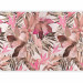 Wall Mural Blooming jungle - pink composition with floral motif and leaves 135732 additionalThumb 1