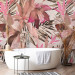Wall Mural Blooming jungle - pink composition with floral motif and leaves 135732 additionalThumb 8