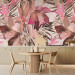 Wall Mural Blooming jungle - pink composition with floral motif and leaves 135732 additionalThumb 6