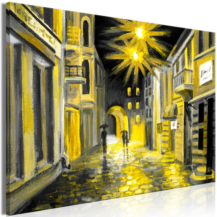 Canvas Print Walk in the rain - city at night with people under umbrellas 135932 additionalImage 2