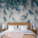 Photo Wallpaper Sapphire feather rain - minimalist composition on concrete background 136332 additionalThumb 2
