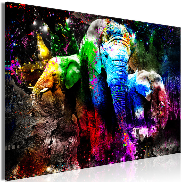 Large canvas print Colorful Elephants [Large Format] 136432 additionalImage 2
