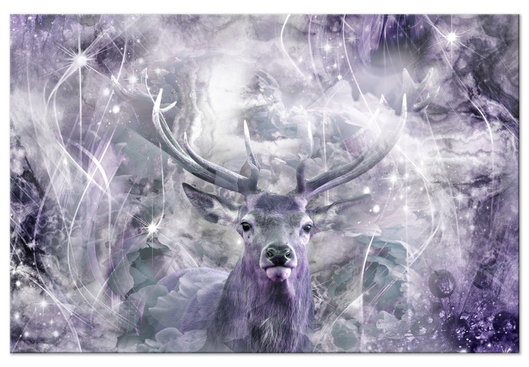 Canvas Print Deer in Violet (1-piece) Wide - abstraction with animal 142532