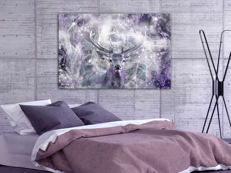 Canvas Print Deer in Violet (1-piece) Wide - abstraction with animal 142532 additionalImage 3