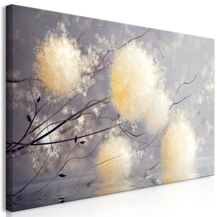 Canvas Art Print Warm Autumn (1-piece) Wide - landscape with dandelions on water 143232 additionalImage 2