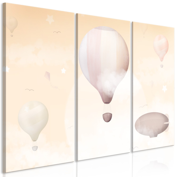 Canvas Art Print Balloon Sky (3-piece) - colorful landscape amidst clouds for children 143432 additionalImage 2