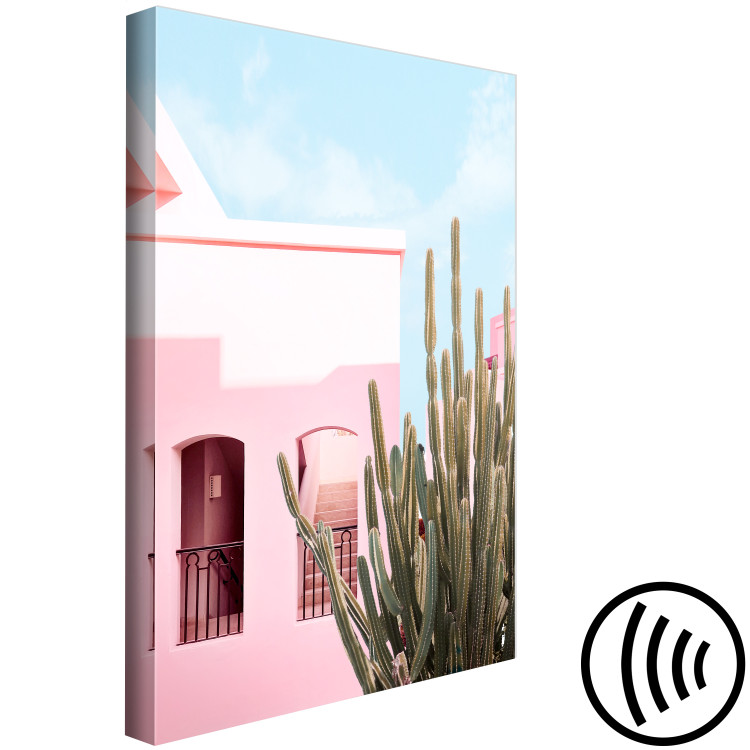 Canvas Art Print Miami Cactus (1-piece) - pink architecture in a holiday landscape 144332 additionalImage 6