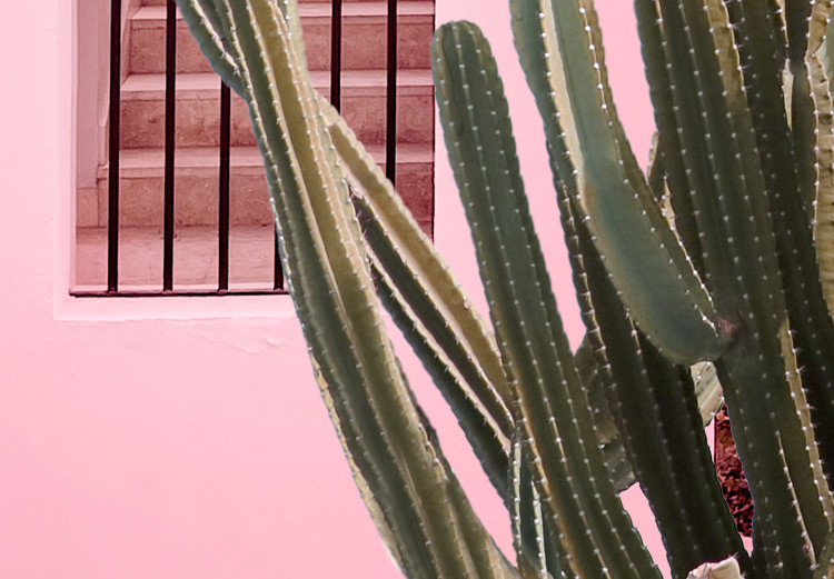 Canvas Art Print Miami Cactus (1-piece) - pink architecture in a holiday landscape 144332 additionalImage 5