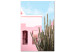Canvas Art Print Miami Cactus (1-piece) - pink architecture in a holiday landscape 144332