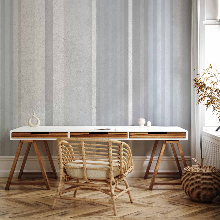 Wall Mural Vertical geometric symmetrical stripes - shades of grey and blue 144732 additionalImage 4