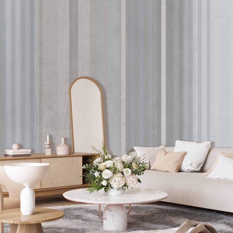 Wall Mural Vertical geometric symmetrical stripes - shades of grey and blue 144732