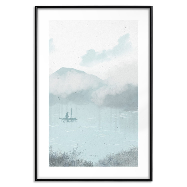 Poster Fishing in the Morning - Small Boat Against the Background of Misty Mountains 146132 additionalImage 25